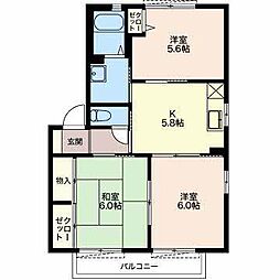 コスモハイツH 3DKの間取図画像