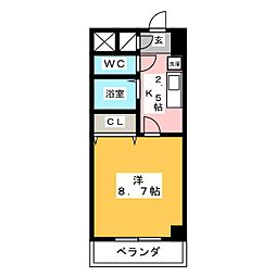 ルミエール青山3 1Kの間取図画像