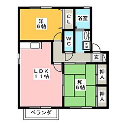 セジュール長良 2LDKの間取図画像