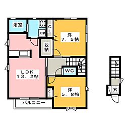 ジュネス丸の内A 2LDKの間取図画像