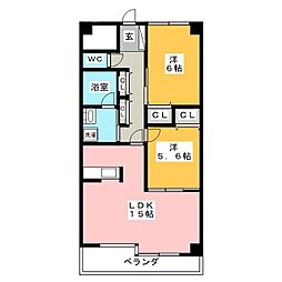 レジデンスタツミ 2LDKの間取図画像