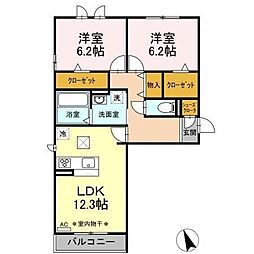 ラヴィベール1 2LDKの間取図画像