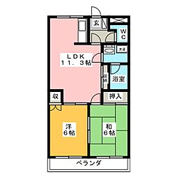 メイプルタウン 2LDKの間取図画像