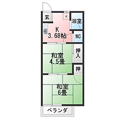 フォーブル白木 2Kの間取図画像