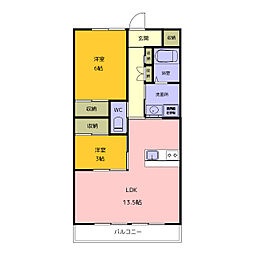 ドミール中津川 2LDKの間取図画像
