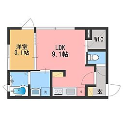 プリメーロ本町 1LDKの間取図画像