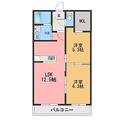 ザ・レジデンス坂本 2LDKの間取図画像
