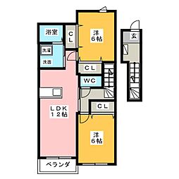 メゾン・ローレル 2LDKの間取図画像