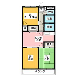 アルトラマンションB 3DKの間取図画像