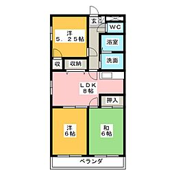 アルトラマンションA 3DKの間取図画像