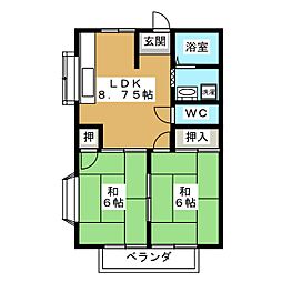 ハイツマルコー1 2LDKの間取図画像