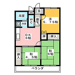 ジョイライフ手賀野 3DKの間取図画像