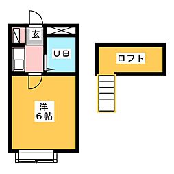 コスモハイツ多治見 1Kの間取図画像