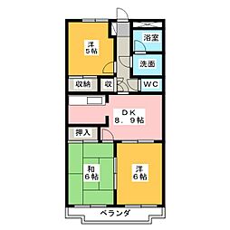 プルメリア・イズシ 3DKの間取図画像