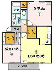 アヴァンセ・イチバB 2LDKの間取図画像
