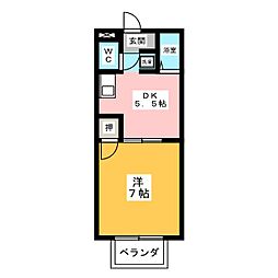フラットコート泉 1DKの間取図画像