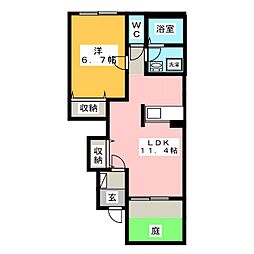 フォレスタ大和 1LDKの間取図画像