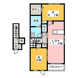 メゾンドルマロン 2LDKの間取図画像