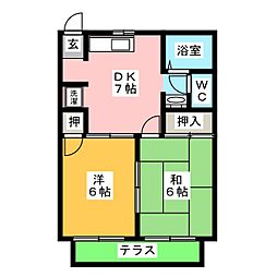 トリニティ伊藤C 2DKの間取図画像