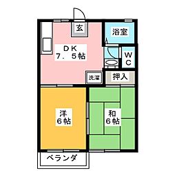 ロイヤルグリーン 2DKの間取図画像