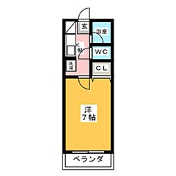 大野ハイツ 1Kの間取図画像