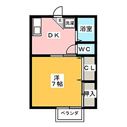 メゾン緑山 1Kの間取図画像