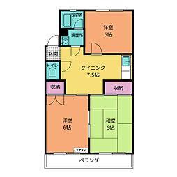 中濃ハイツ 3DKの間取図画像