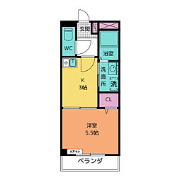 アルファビル 1Kの間取図画像