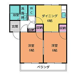グリーンヒルタウンA 2DKの間取図画像