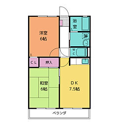ハーモニー 2DKの間取図画像