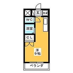 ウエストパーク寿B ワンルームの間取図画像