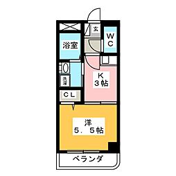 アルファビル 1Kの間取図画像
