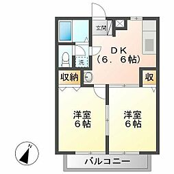 エステート尾関B 2DKの間取図画像