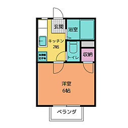 フローレンス富岡A 1Kの間取図画像
