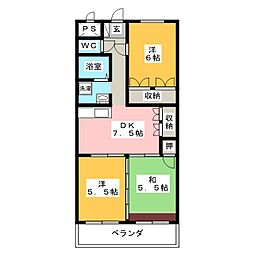 ウエストパーク寿A 3DKの間取図画像