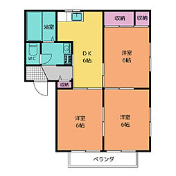 ディアス杉村B 3DKの間取図画像