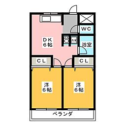 サンライズファミリア 2DKの間取図画像