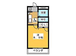 マルベリーフィルドB 1Kの間取図画像