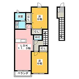 ブルックベルA 2LDKの間取図画像