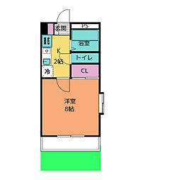 サンテラスSUGIYAMA 1Kの間取図画像