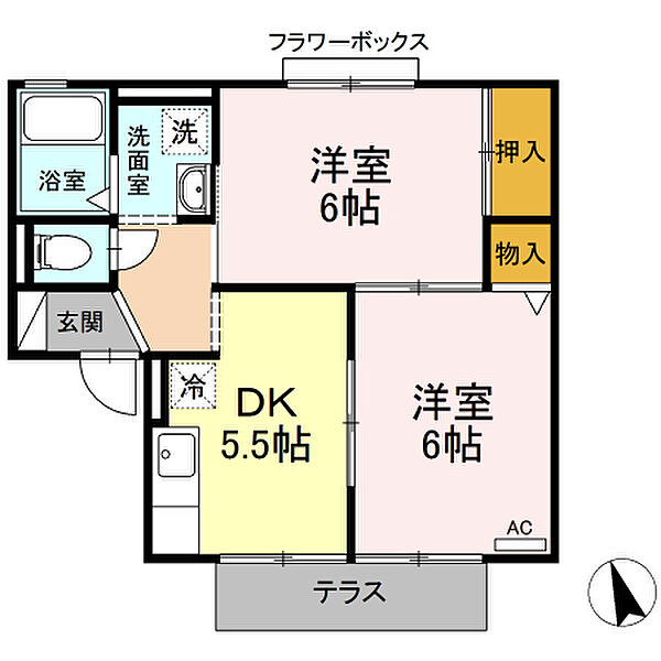 グレースハイム ｜三重県四日市市松本１丁目(賃貸アパート2DK・1階・42.00㎡)の写真 その2