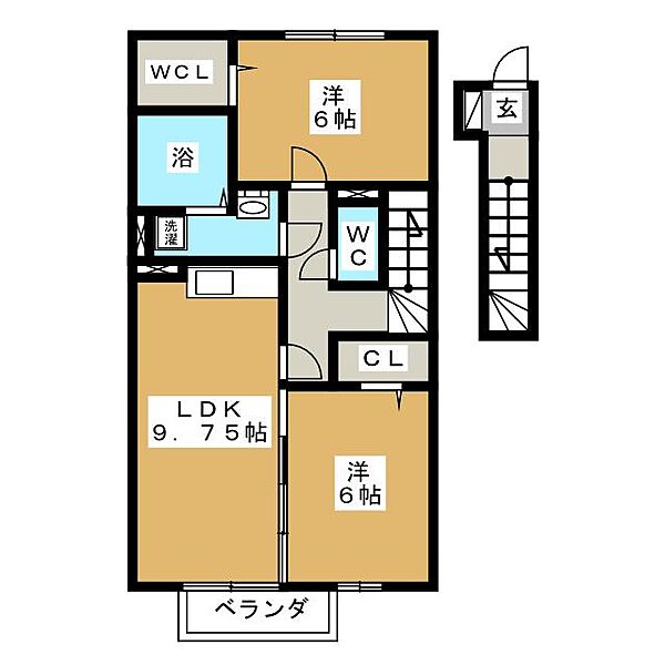 サンクレール ｜三重県四日市市別名３丁目(賃貸アパート2LDK・2階・59.57㎡)の写真 その2