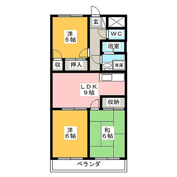 ファミール西浜田　北館 ｜三重県四日市市西浜田町(賃貸マンション3LDK・3階・58.32㎡)の写真 その2