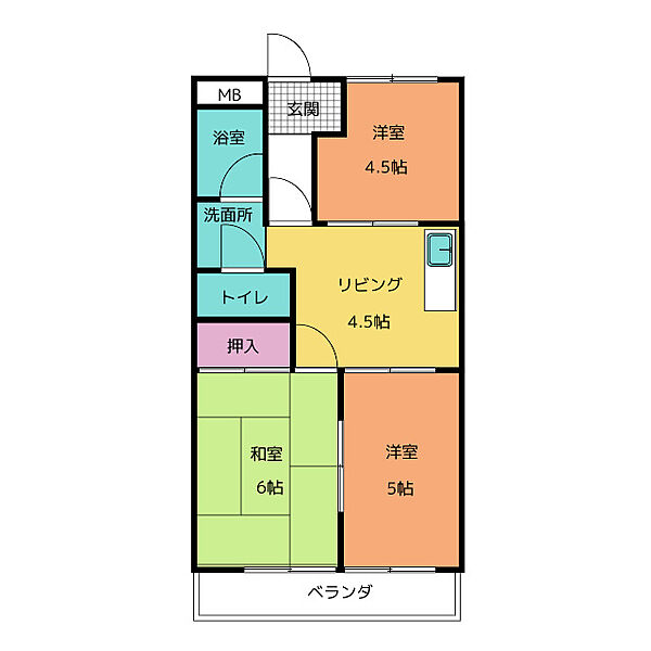 マンションギャラクシー ｜三重県四日市市堀木２丁目(賃貸マンション3DK・3階・45.58㎡)の写真 その2