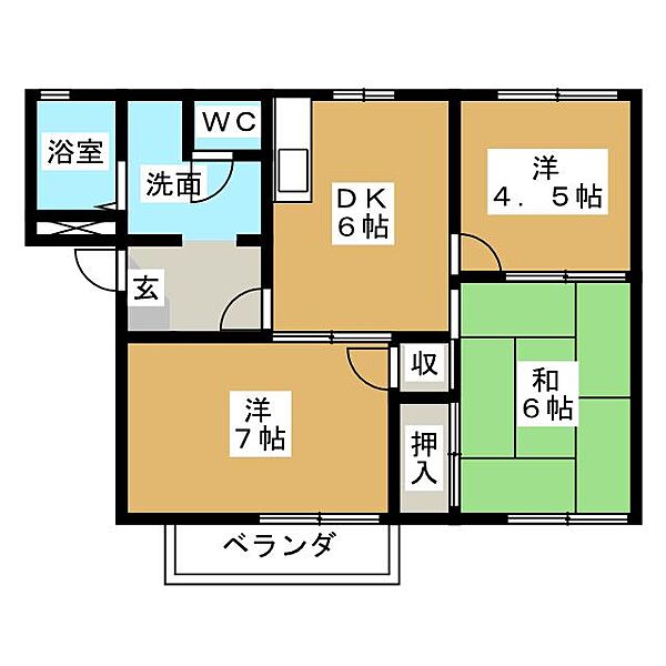 イッツエステート　Ｂ棟 ｜三重県四日市市野田１丁目(賃貸アパート3DK・1階・48.66㎡)の写真 その2