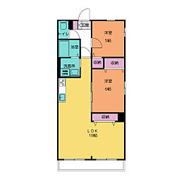 プレジール尾平Ａ棟 3階2LDKの間取り