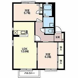 Ｖａｎｔａｇｅ  Ｂ 2階2LDKの間取り