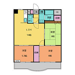 コンフォ・トゥール 4階3LDKの間取り