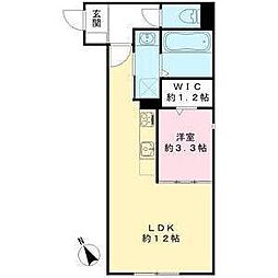 ユアメゾン北浜 1階1LDKの間取り