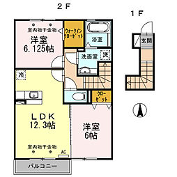 フェリーチェ本町 2階2LDKの間取り
